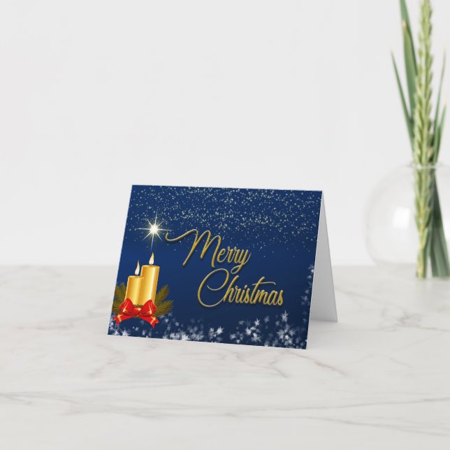 Carte De Remerciements Joyeux Noël bougie avec/éditable Message de foi (Devant)