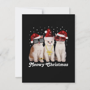 Carte De Remerciements Joyeux Noël   Cute Chat avec Père Noël