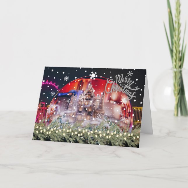 Carte De Remerciements Joyeux Noël de Las Vegas Grey Card (Devant)