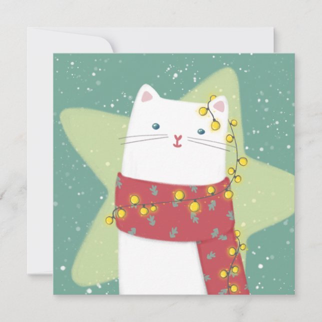 Carte De Remerciements Joyeux Noël : Illustration de chat (Devant)