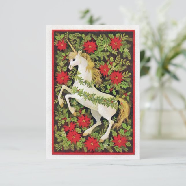 Carte De Remerciements Joyeux Noël licorne (Debout devant)
