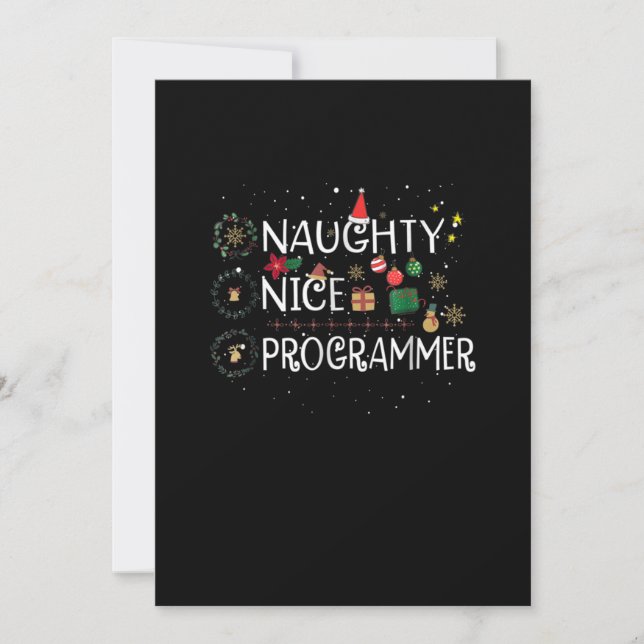 Carte De Remerciements Joyeux Noël | Naughty Nice Programmer (Devant)