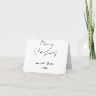 CARTE DE REMERCIEMENTS JOYEUX NOËL NOM ANNÉE 20XX SIMPLE MINIMALISTE 
