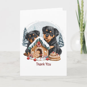 Carte De Remerciements Joyeux Noël Rottweiler Chiens en pain d'épices Mai