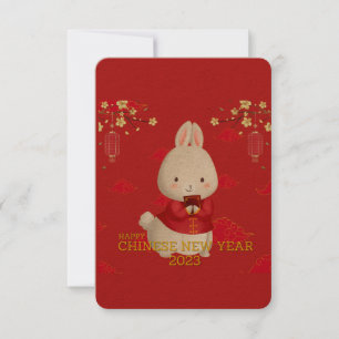Carte De Remerciements Joyeux Nouvel An Chinois 2023 - Année Du Lapin