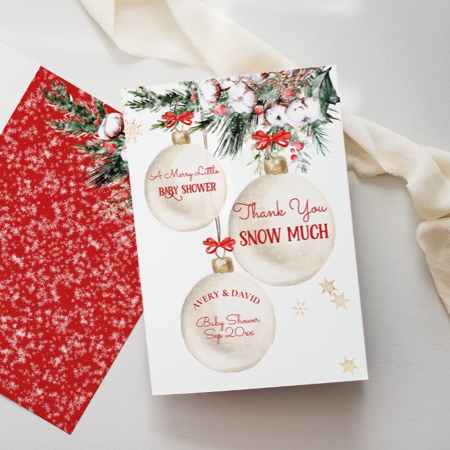 Carte De Remerciements Joyeux petit Baby shower Noël moderne (Créateur téléchargé)