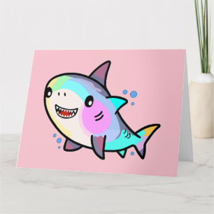 Carte De Remerciements Joyeux petit requin souriant avec des bulles.