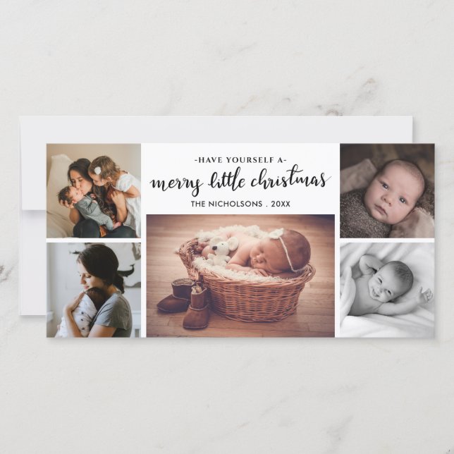 Carte De Remerciements Joyeux petit script de Noël Nouveau-né photo bébé (Devant)