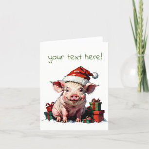 Carte De Remerciements joyeux porc père Noël