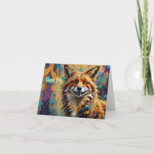 Carte De Remerciements Joyeux Renard souriant -peinture splatter