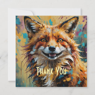 Carte De Remerciements Joyeux Renard souriant -peinture splatter