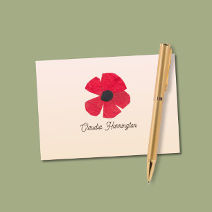 Carte De Remerciements Joyeux Rouge Poppy moderne à la main