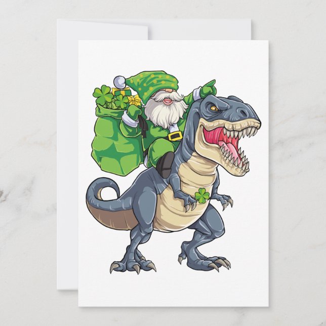 Carte De Remerciements Joyeux St Pat T Rex Saint Patrick's Day Leprechaun (Devant)