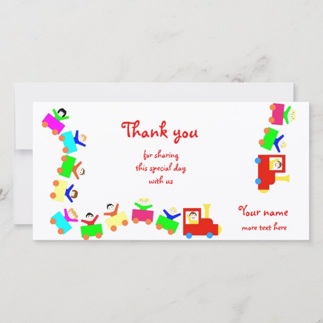 Carte De Remerciements Joyeux Train pour enfants (Devant)