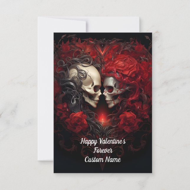 Carte De Remerciements Joyeux Valentine´s Forever, Skull Love (Devant)