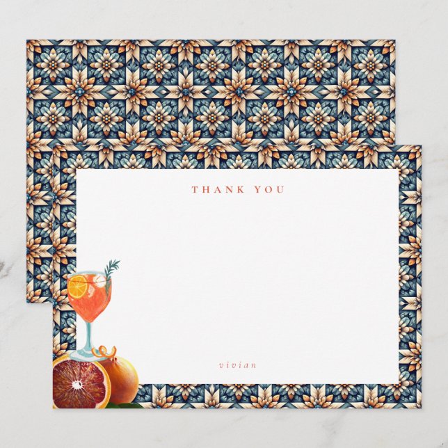 Carte De Remerciements Juicy Orange Spritz Floral Mariage (Devant / Derrière)