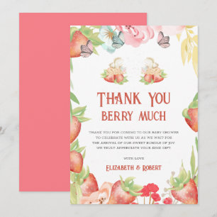Carte De Remerciements Jumelles Strawberry Berry Sweet Baby Shower Remerc