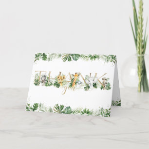 Carte De Remerciements Jungle Animaux Végétation 1er Baby shower d'annive