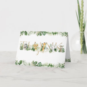 Carte De Remerciements Jungle Animaux Végétation 1er Baby shower d'annive