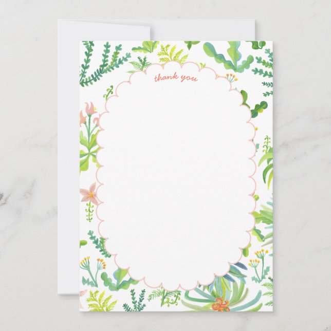 Carte De Remerciements Jungle Garden Watercolor Custom BRIDAL SHOWER (Devant)