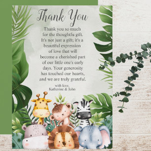 Carte De Remerciements Jungle moderne Safari Animaux Baby shower garçon