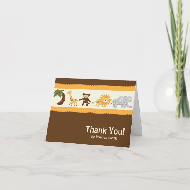 Carte De Remerciements Jungle Safari Baby shower animal neutre (Devant)