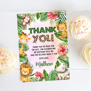 Carte De Remerciements Jungle Safari Boy fête d'anniversaire