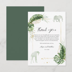Carte De Remerciements Jungle Safari Elephant Giraffe Baby shower