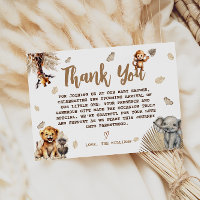 Jungle Safari Neutre Remerciement Baby Shower