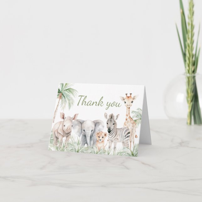 Carte De Remerciements Jungle Safari Wild One Animaux Baby shower (Devant)