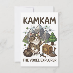 Carte De Remerciements KAMKAM l'explorateur de voxels, chat drôle de joue