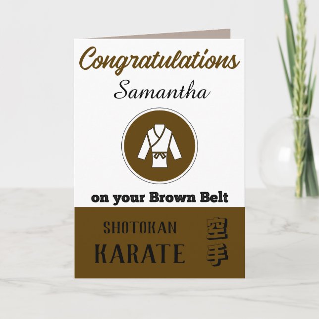 Carte De Remerciements Karate Brown Belt Promotion Félicitations Card (Devant)