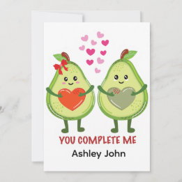 Carte De Remerciements Kawaii Avocado Couple You Complete Me 