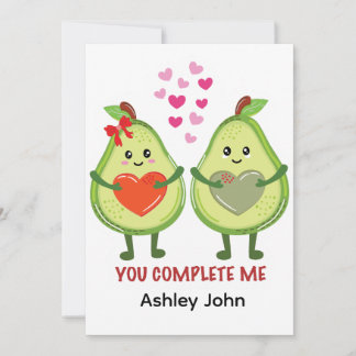 Carte De Remerciements Kawaii Avocado Couple You Complete Me 