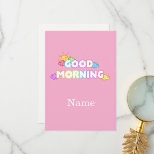 Carte De Remerciements Kawaii Bonjour Soleil & Nuages Arc-en-Ciel