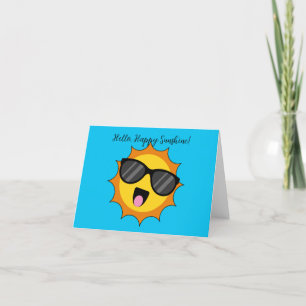 Carte De Remerciements Kawaii Joyeux soleil avec lunettes de soleil   Ajo