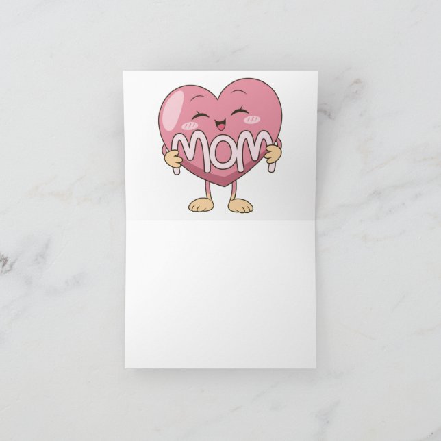 Carte De Remerciements Kawaii Mom Heart Hug Design (Intérieur)