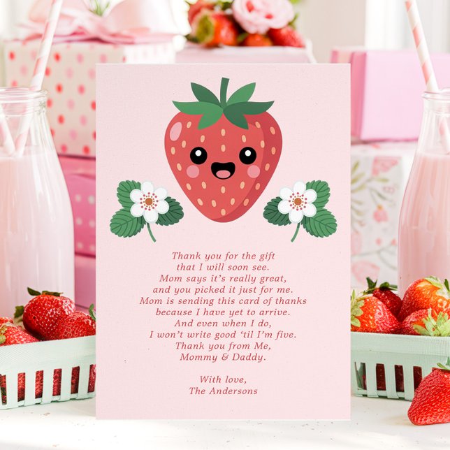 Carte De Remerciements Kawaii Strawberry Baby Shower Thank You Card (Créateur téléchargé)