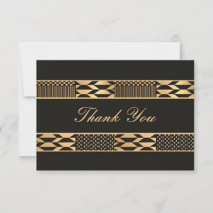 Carte De Remerciements Kente noir et or