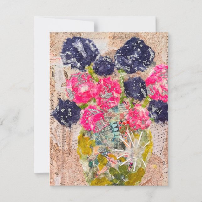 Carte De Remerciements KHS Whimsical Floral Paper Collage Mixed   (Devant)