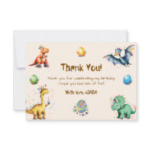 Kids Dinosaur Birthday Thank You Card