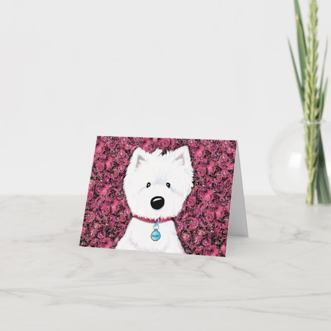 Carte De Remerciements KiniArt Westie Impressions florales (Devant)