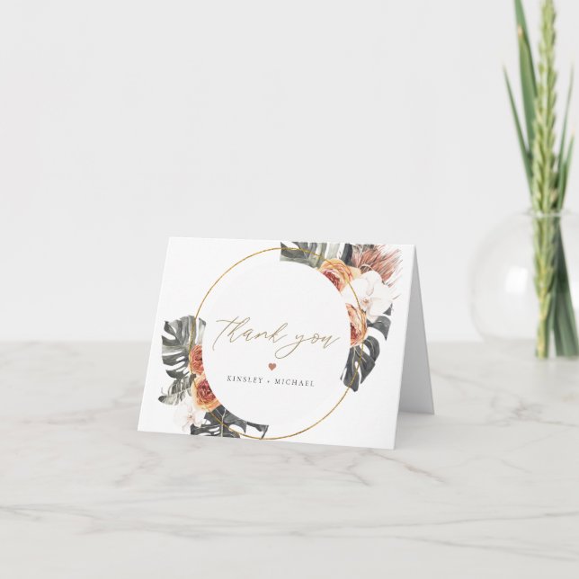 Carte De Remerciements KINSLEY Boho Terracotta Fleur de Palmier Sec (Devant)