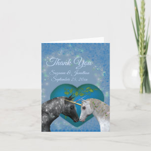Carte De Remerciements Kissing Unicorns Mariage de coeur
