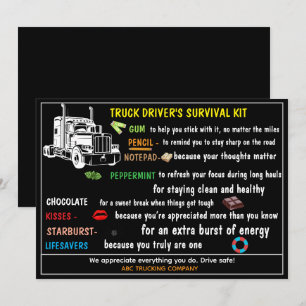 Carte De Remerciements Kit de Survie pour Chauffeur de Camion Drôle et At