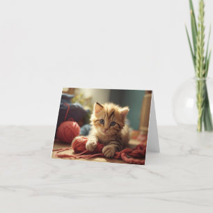 Carte De Remerciements Kitten et Yarn