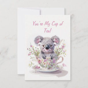 Carte De Remerciements Koala dans une tasse à thé florale 