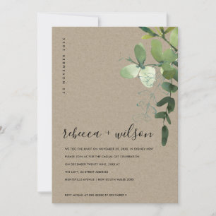CARTE DE REMERCIEMENTS KRAFT EUCALYPTUS FOLIAGE NOUS AVONS LIÉ L'INVITATI