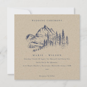 Carte De Remerciements Kraft Pine Woods Mountain Sketch Wedding Invitatio