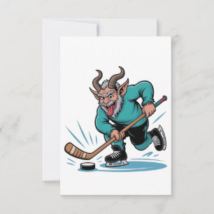 Carte De Remerciements Krampus maléfique jouant au hockey sur glace Sport